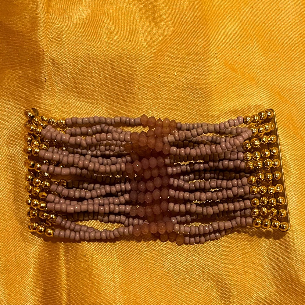Purple and Gold Beaded Bracelet